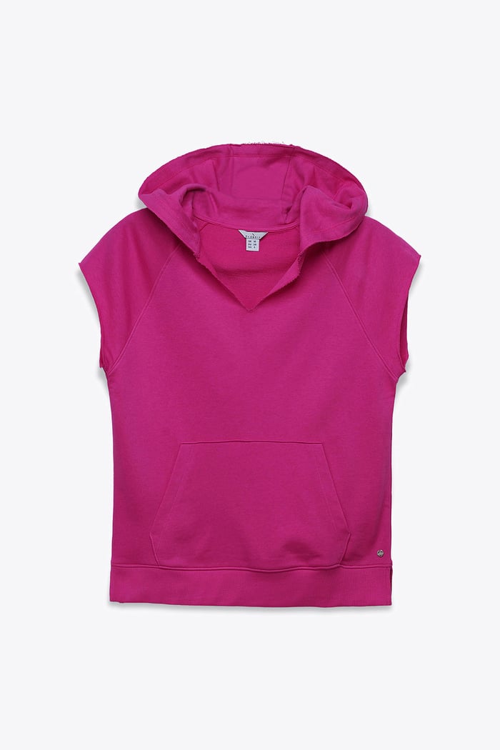 Sleeveless Raw Edge Hoodie