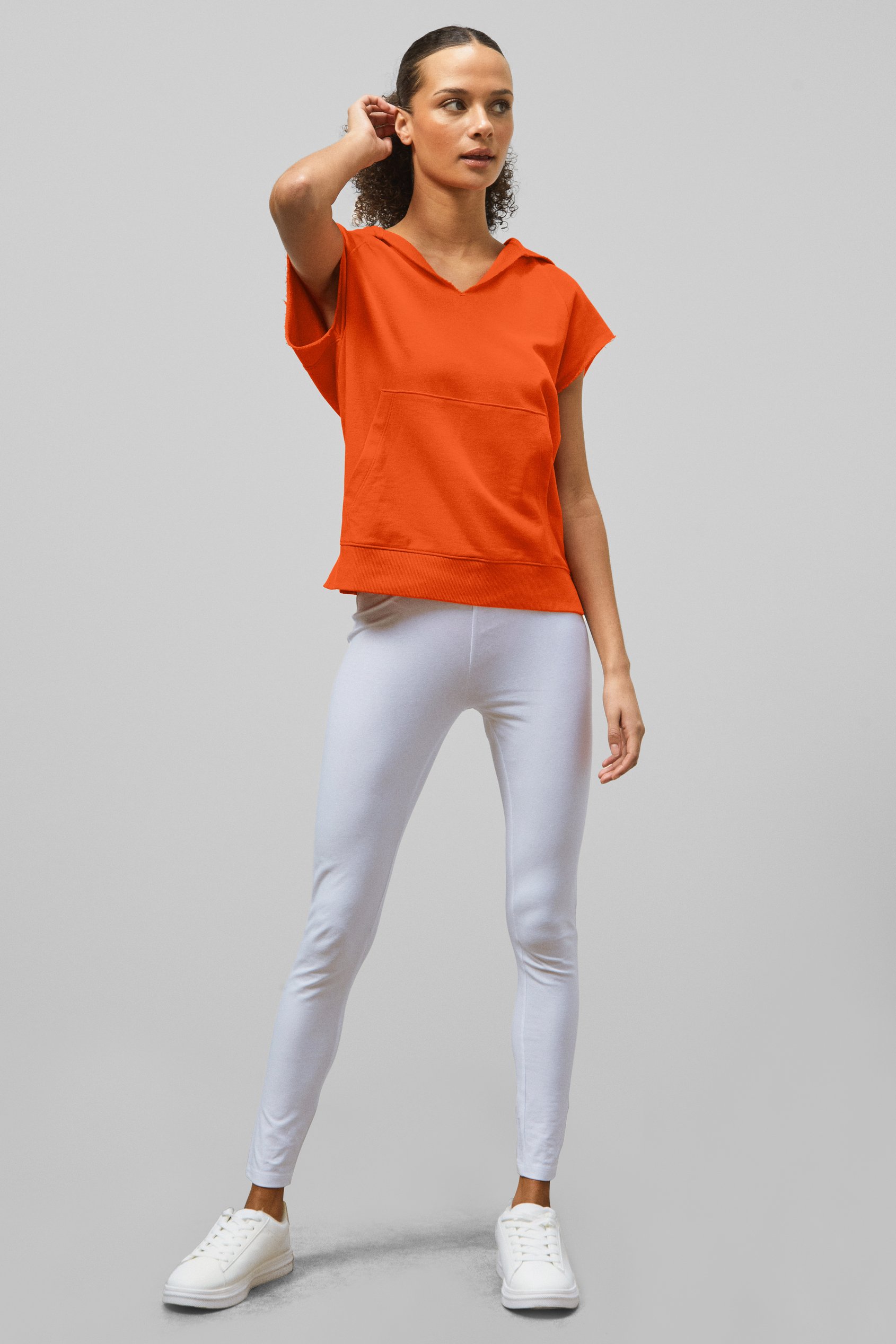 Sleeveless Raw Edge Hoodie