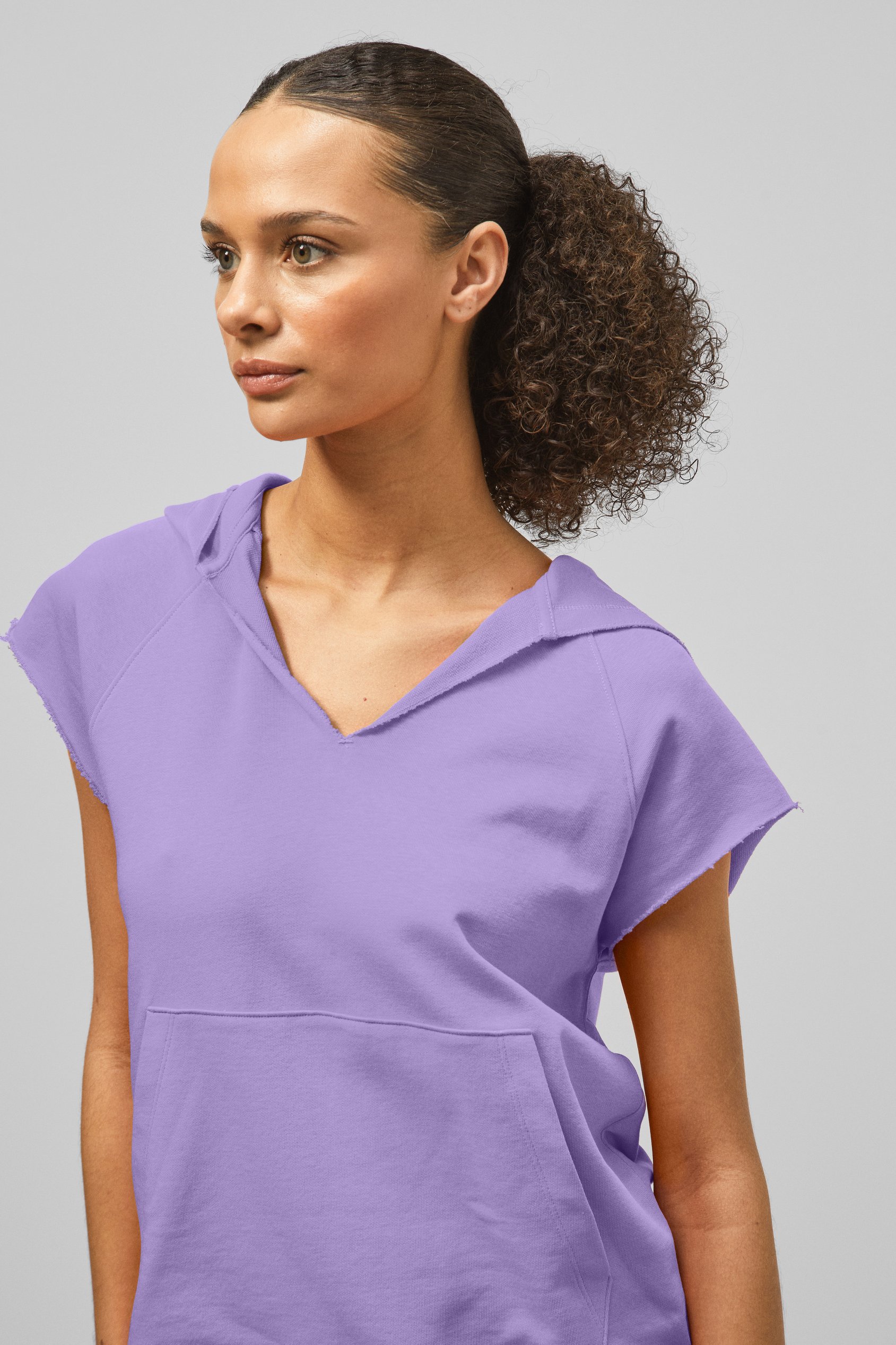 Sleeveless Raw Edge Hoodie