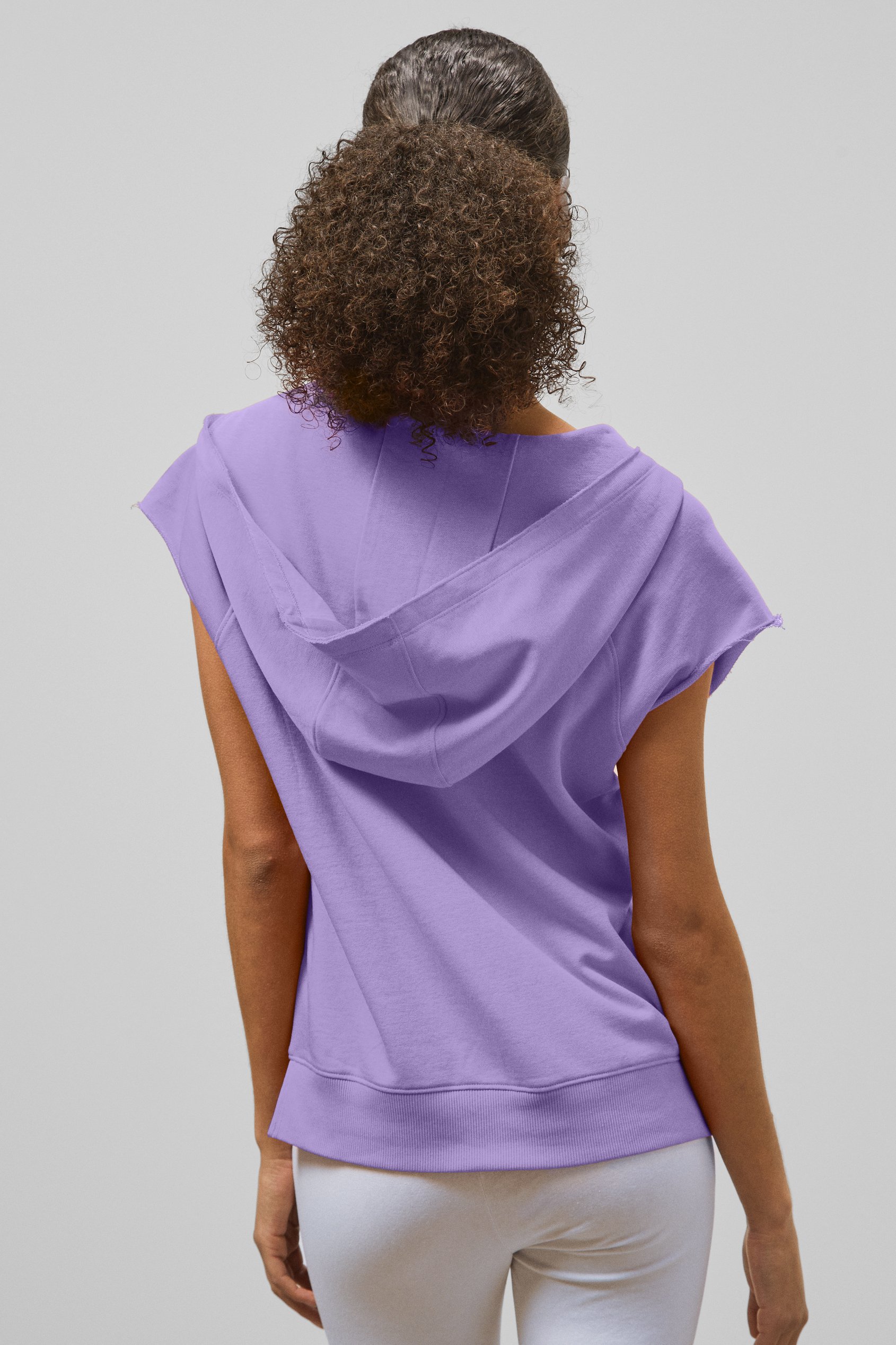 Sleeveless Raw Edge Hoodie