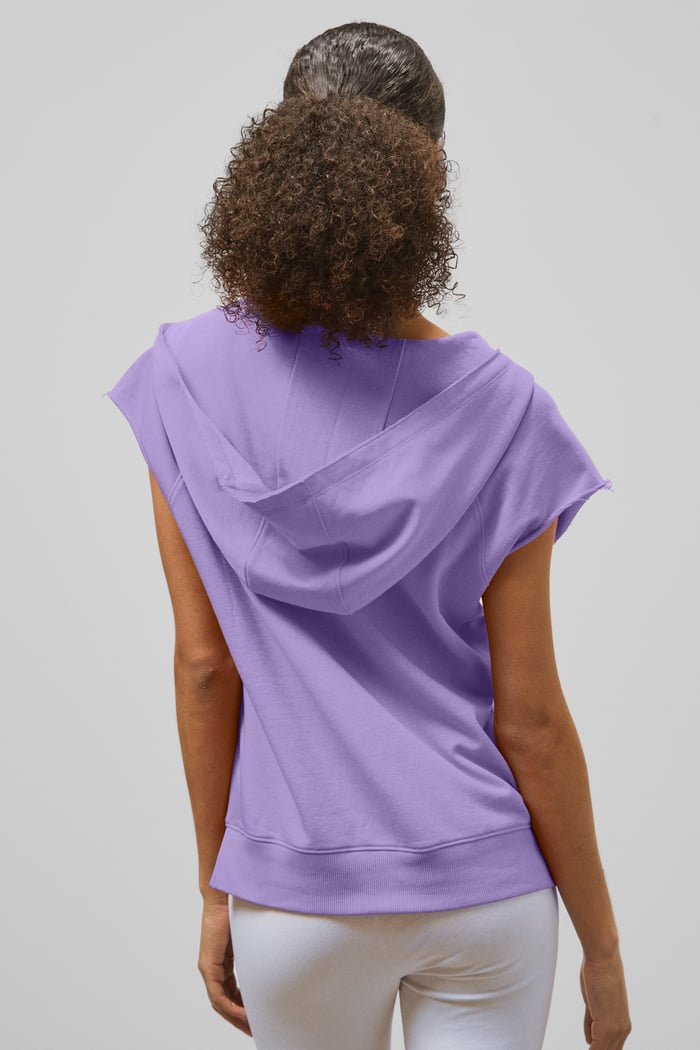 Sleeveless Raw Edge Hoodie