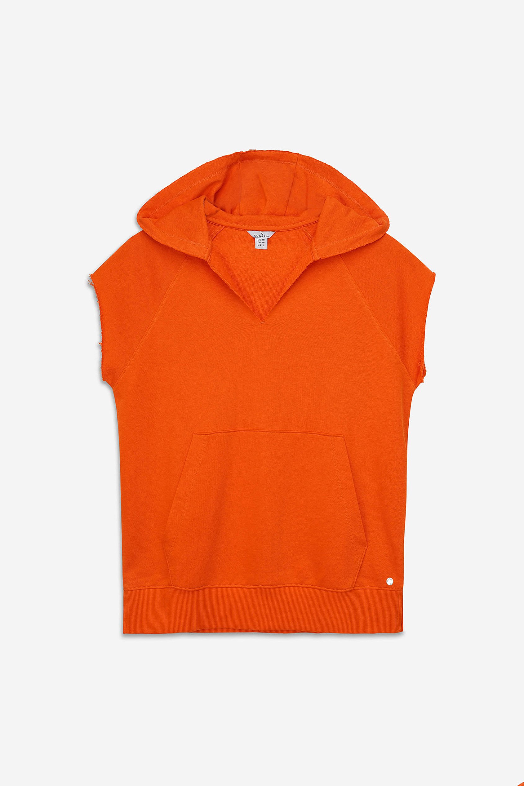 Sleeveless Raw Edge Hoodie