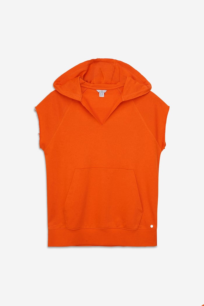 Sleeveless Raw Edge Hoodie