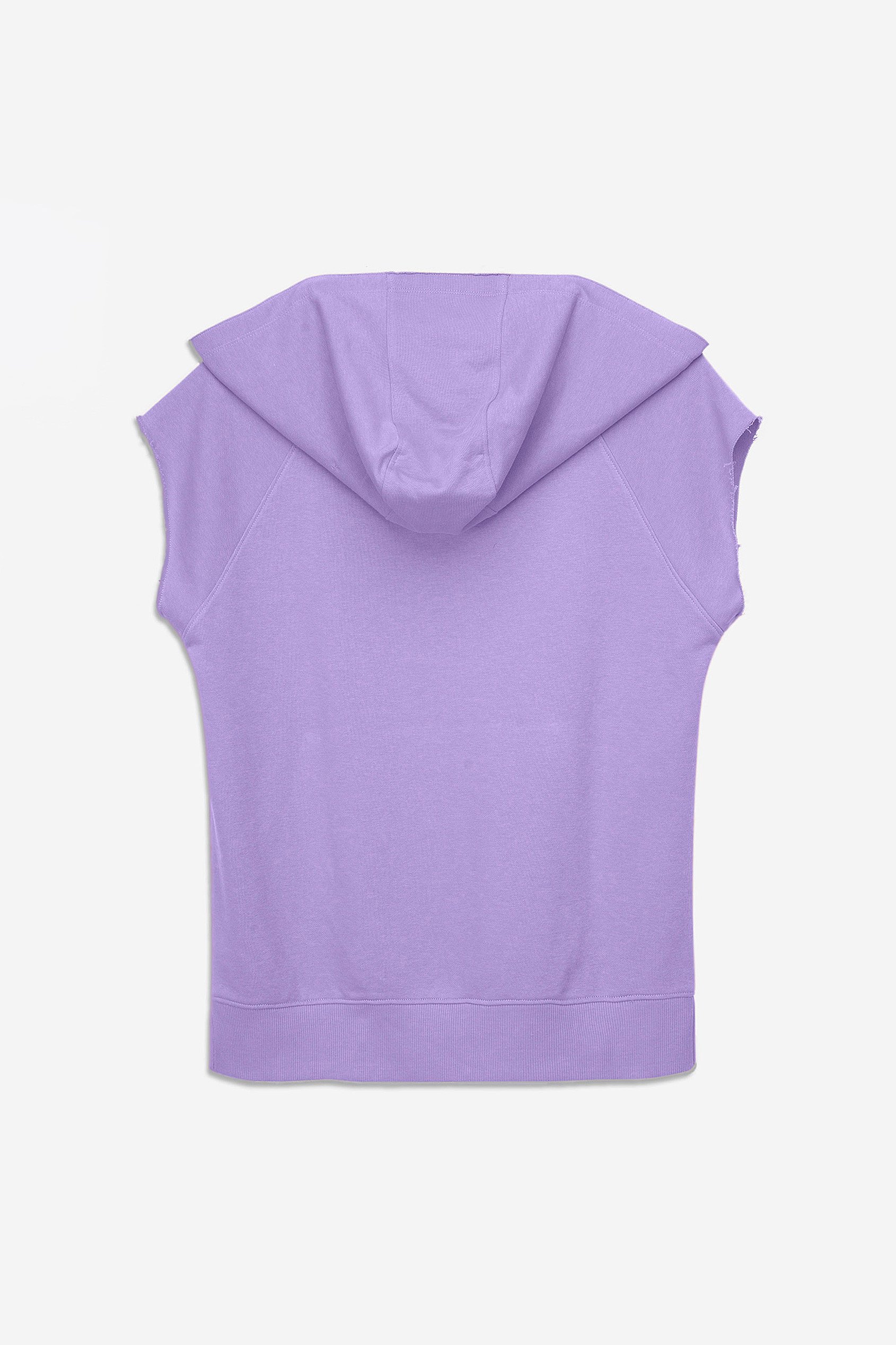 Sleeveless Raw Edge Hoodie