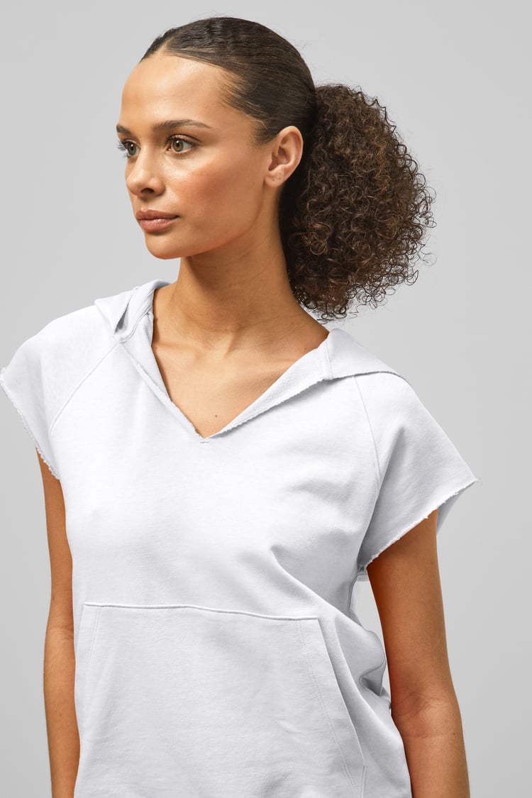 Sleeveless Raw Edge Hoodie