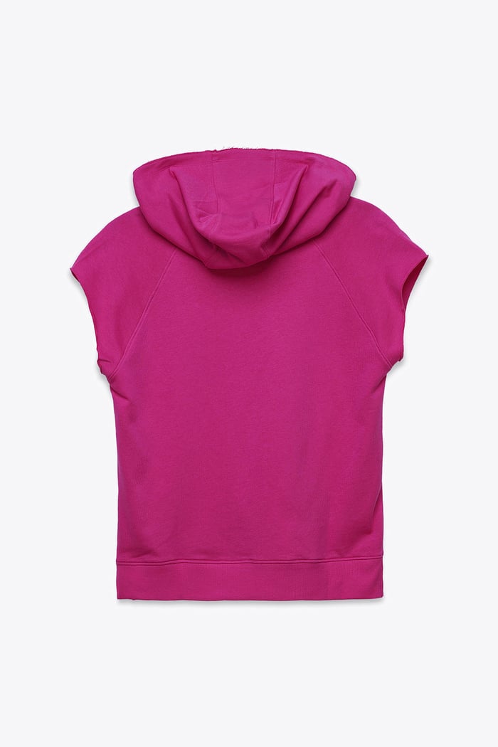 Sleeveless Raw Edge Hoodie