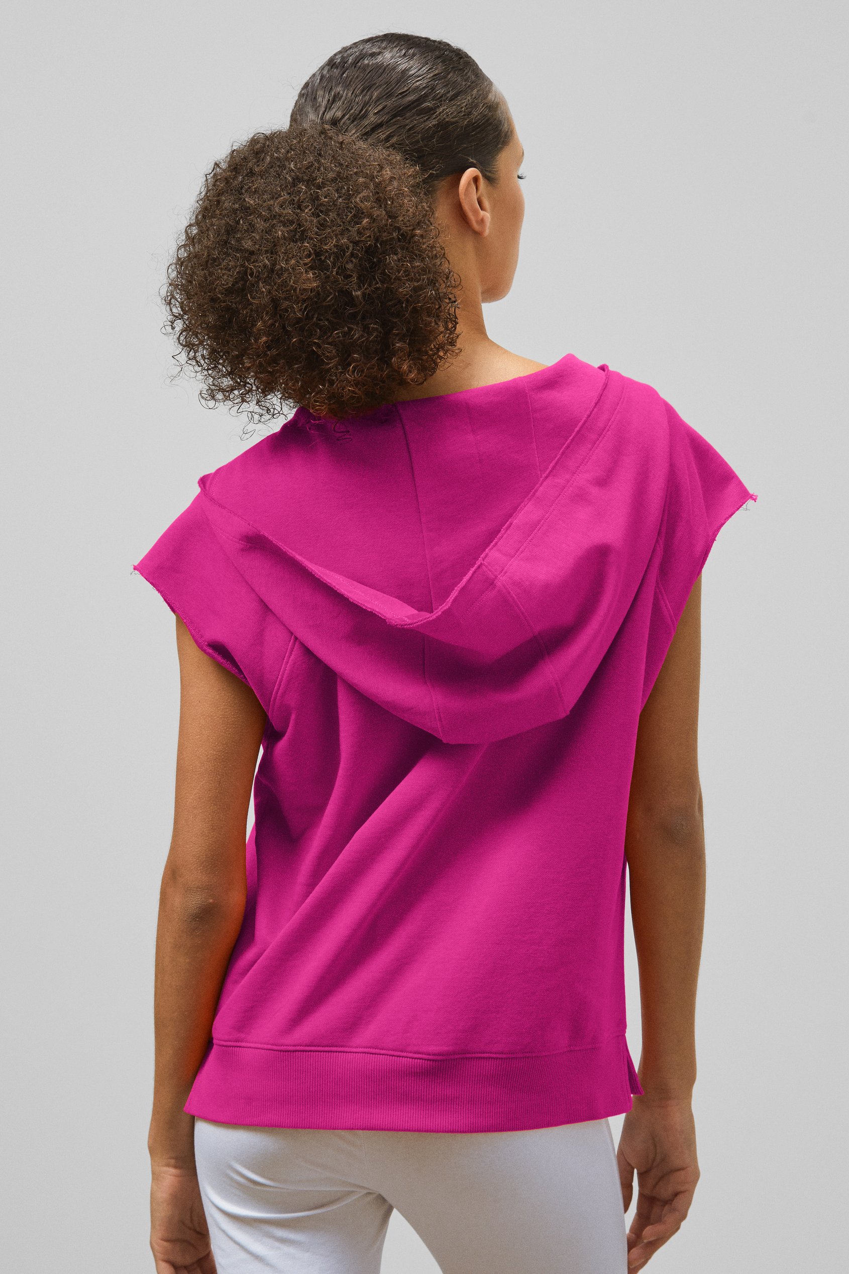 Sleeveless Raw Edge Hoodie