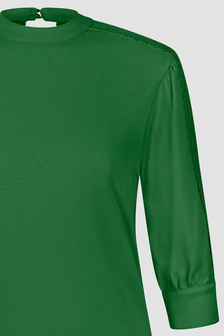 Women's Green Lace Detailed Three-Quarter Sleeve Tops