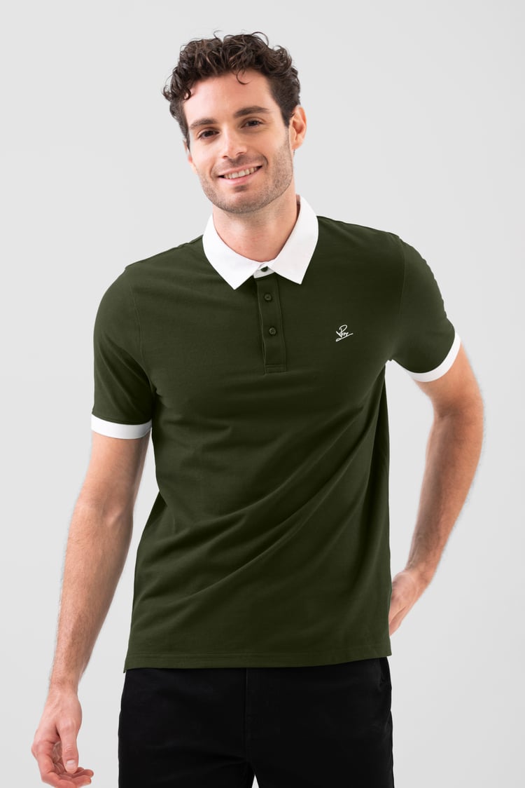 Mens Oxford Collar Pique Polo Shirt