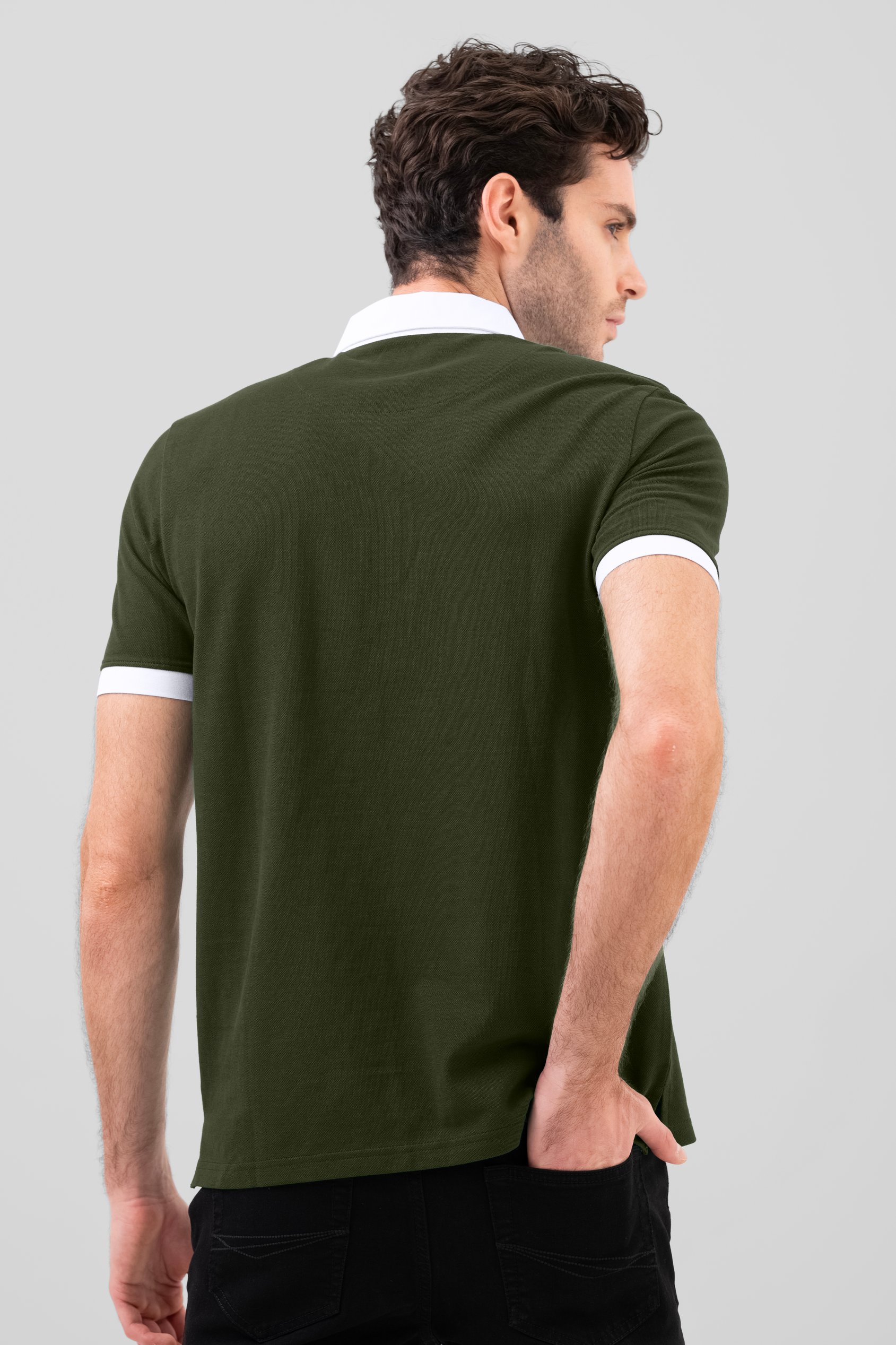 Mens Oxford Collar Pique Polo Shirt