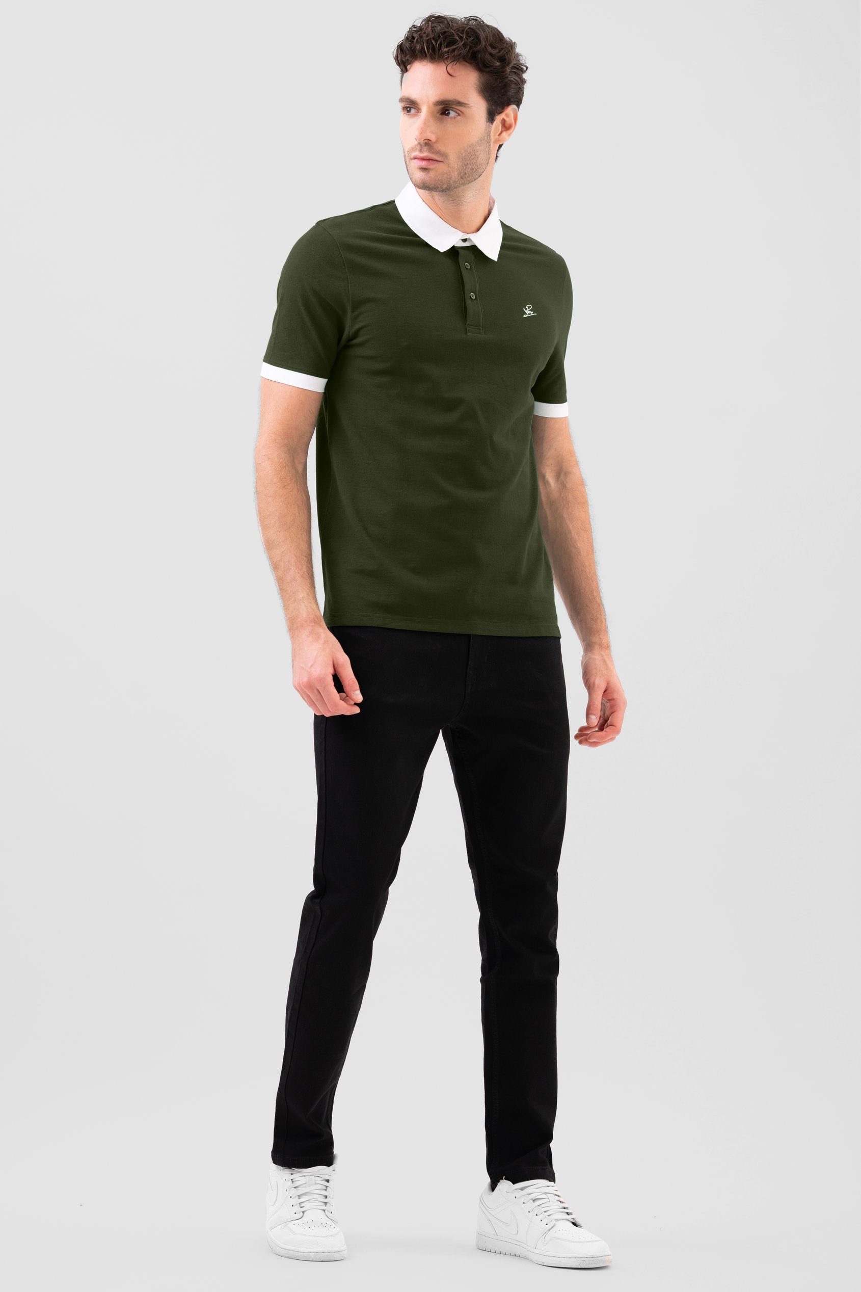 Mens Oxford Collar Pique Polo Shirt