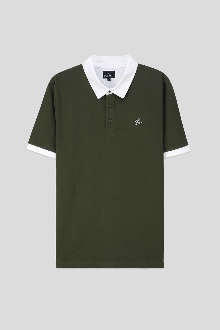Mens Oxford Collar Pique Polo Shirt
