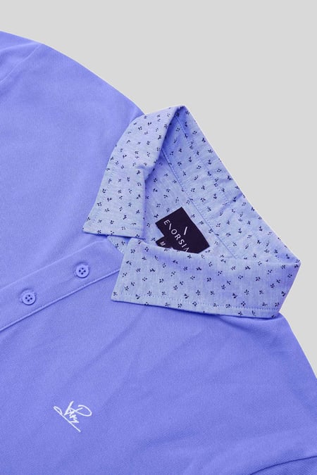 Mens Sky Oxford Collar Pique Polo Shirt