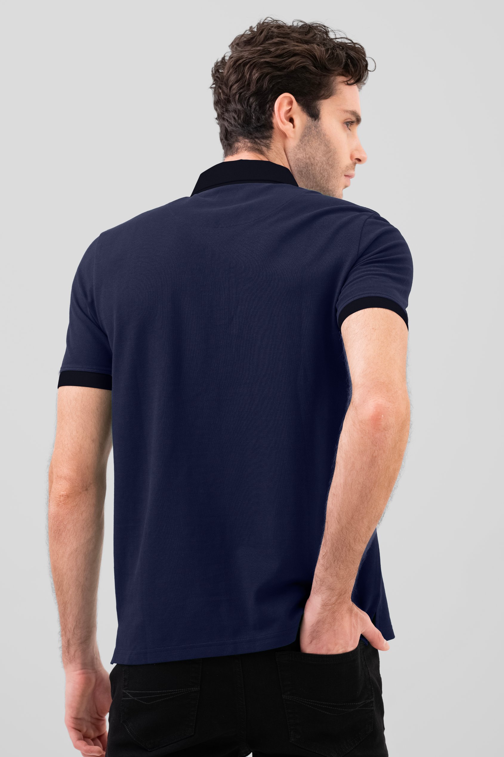 Mens Oxford Collar Pique Polo Shirt