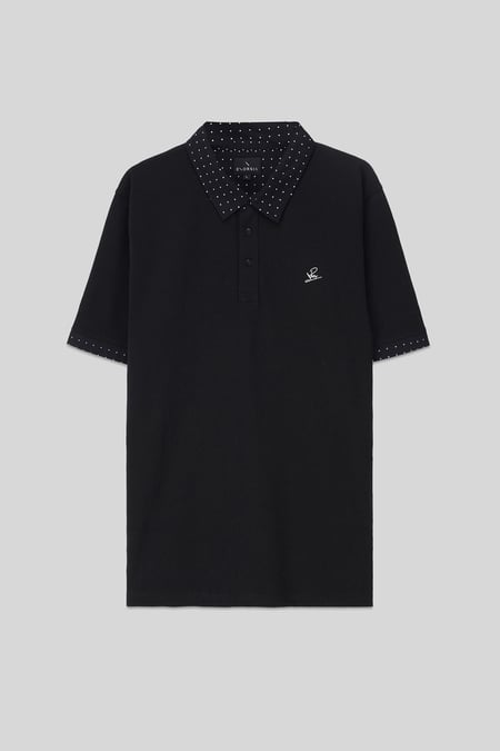 Mens Navy Oxford Collar Pique Polo Shirt