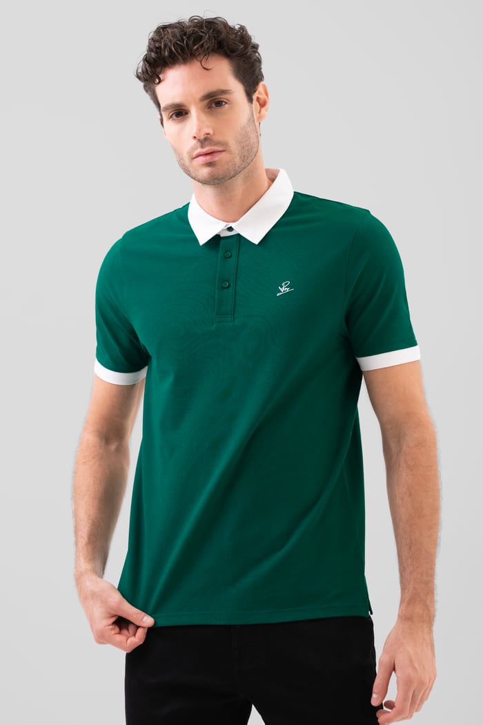 Mens Oxford Collar Pique Polo Shirt