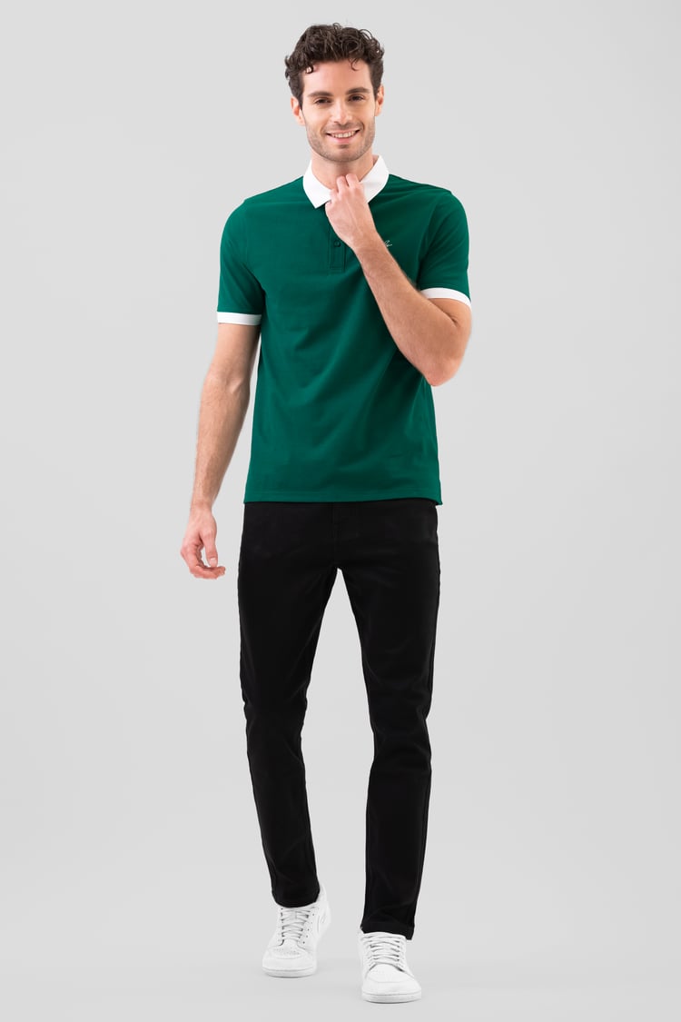 Mens Oxford Collar Pique Polo Shirt