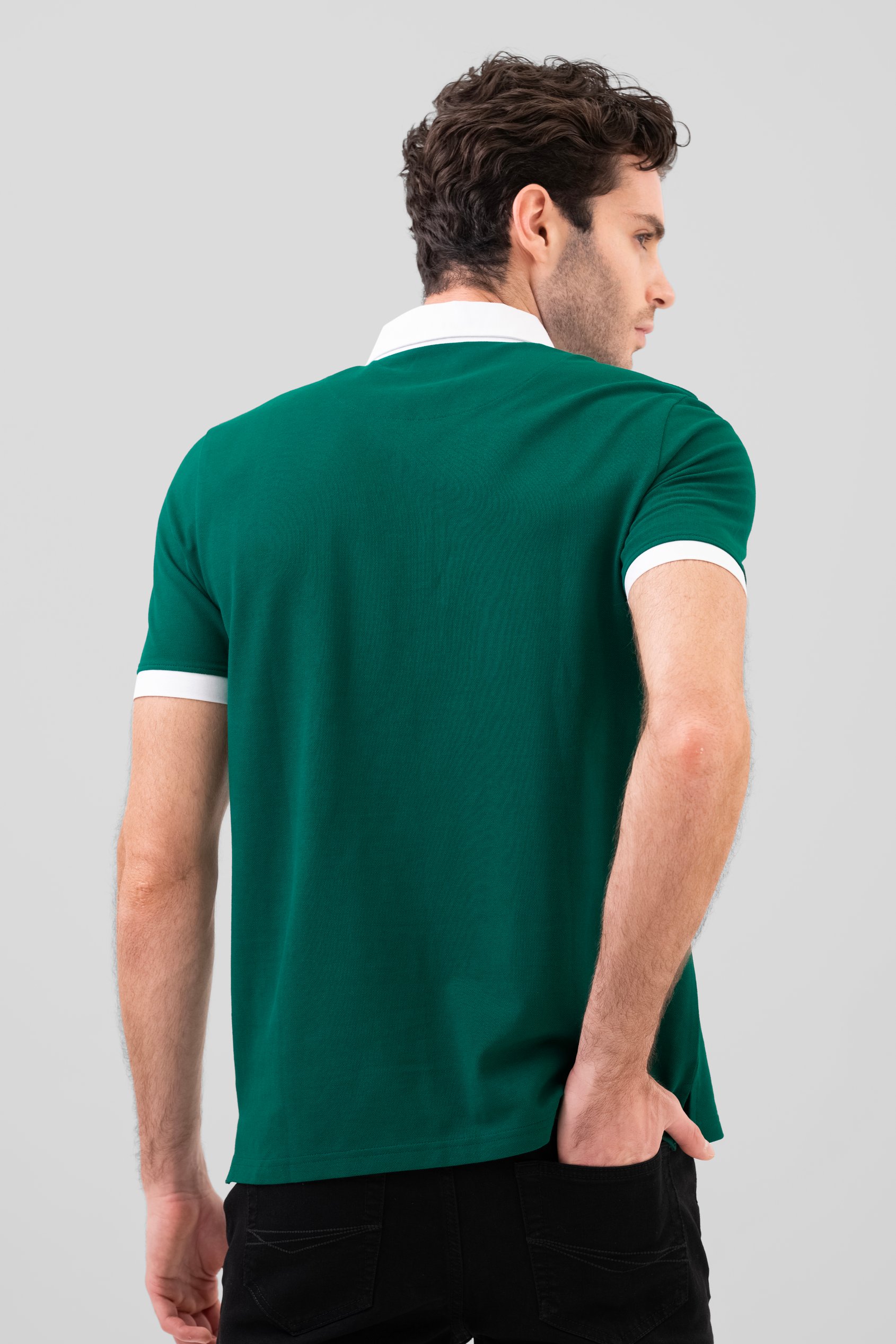 Mens Oxford Collar Pique Polo Shirt