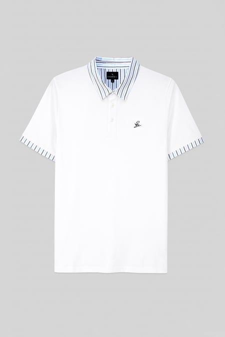 Mens Navy Oxford Collar Pique Polo Shirt