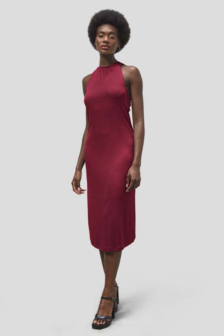 Green Halter Neck Dress with Criss-Cross Back