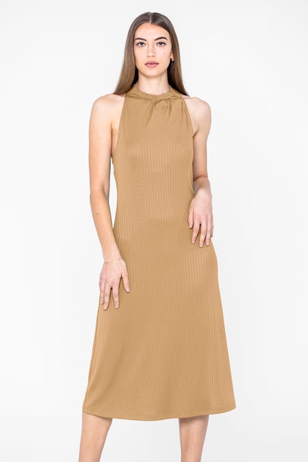 Green Halter Neck Dress with Criss-Cross Back