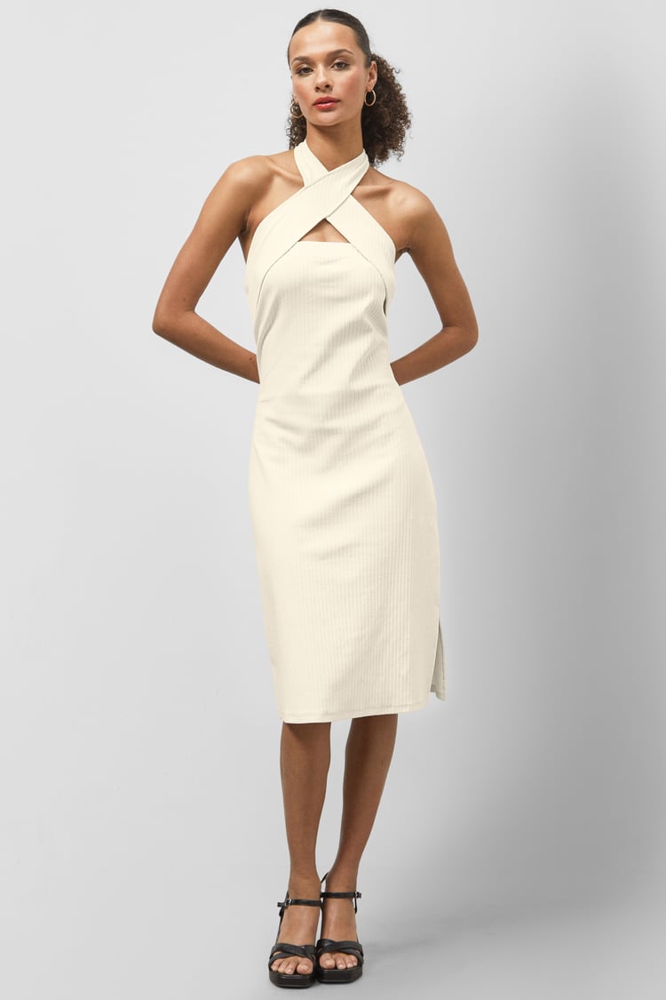 Crisscross Halter Rib Dress with Open Back