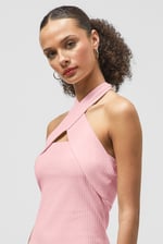 Crisscross Halter Rib Dress with Open Back