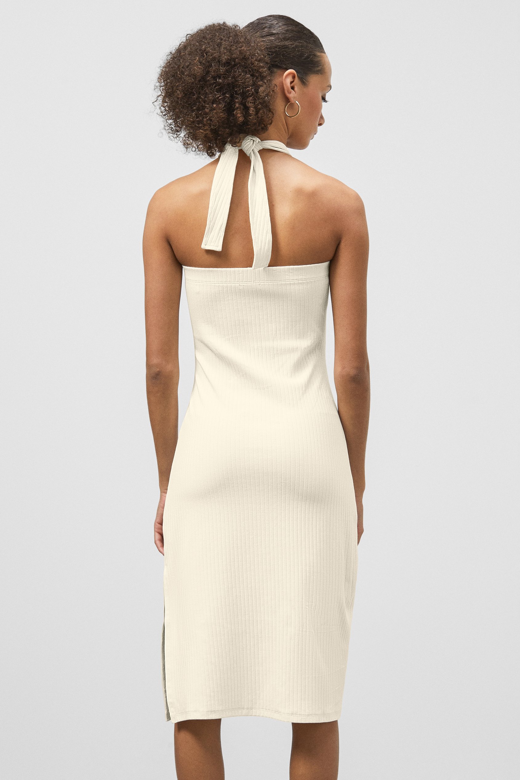 Crisscross Halter Rib Dress with Open Back