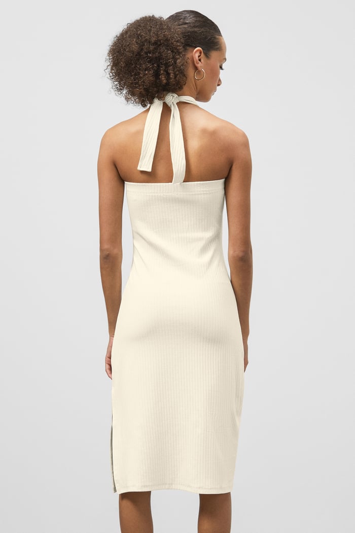 Crisscross Halter Rib Dress with Open Back