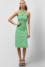 Crisscross Halter Rib Dress with Open Back