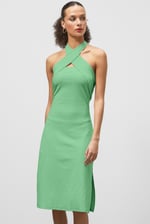 Crisscross Halter Rib Dress with Open Back