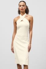 Crisscross Halter Rib Dress with Open Back