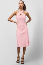 Crisscross Halter Rib Dress with Open Back