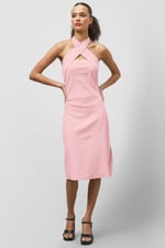 Crisscross Halter Rib Dress with Open Back