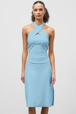 Crisscross Halter Rib Dress with Open Back
