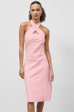 Crisscross Halter Rib Dress with Open Back