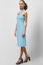 Crisscross Halter Rib Dress with Open Back