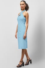 Crisscross Halter Rib Dress with Open Back