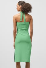 Crisscross Halter Rib Dress with Open Back
