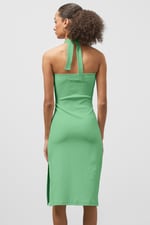 Crisscross Halter Rib Dress with Open Back