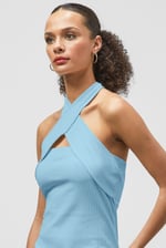 Crisscross Halter Rib Dress with Open Back