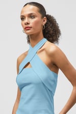 Crisscross Halter Rib Dress with Open Back