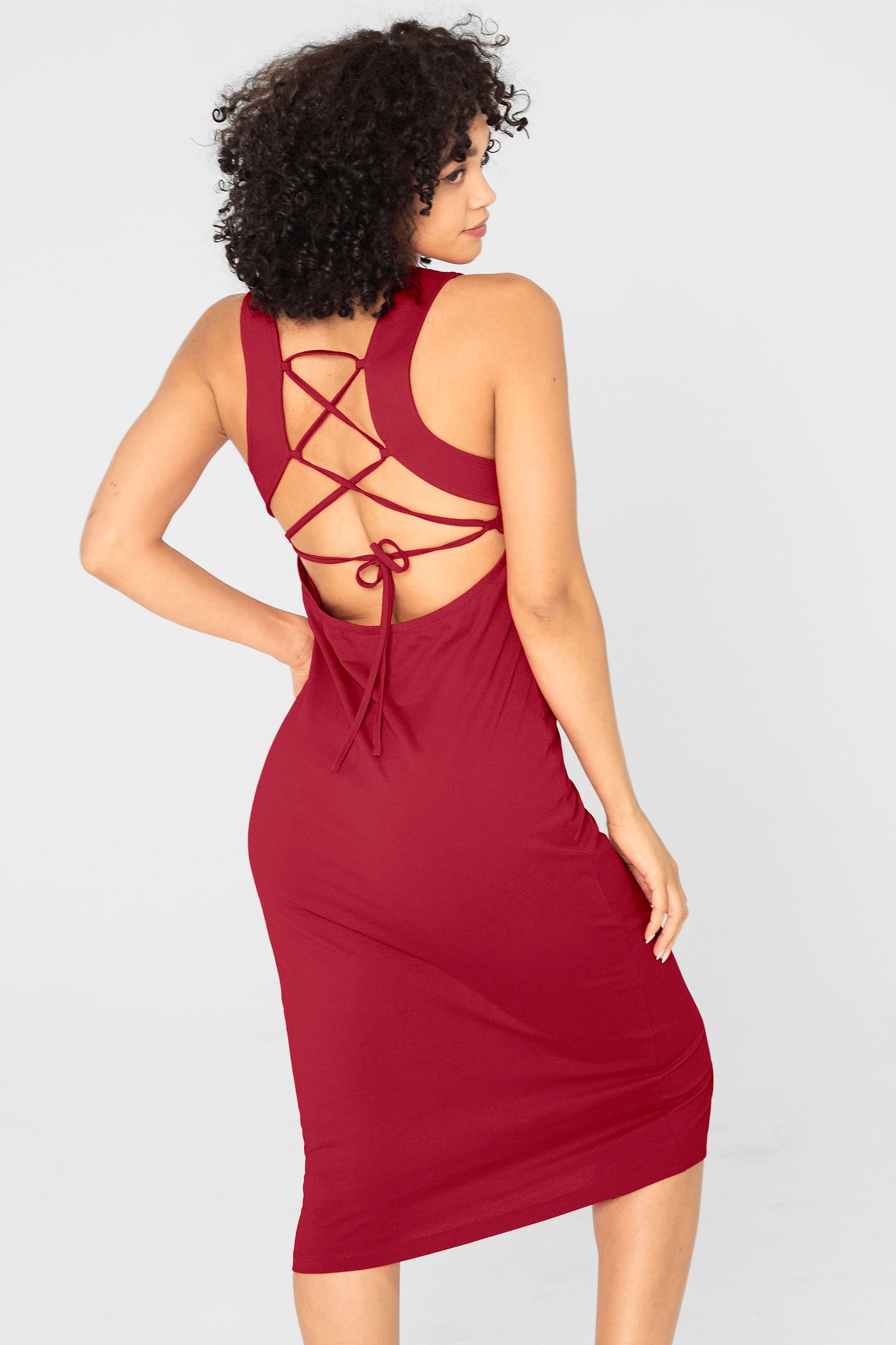 Jersey Dress with Adjustable Self-Fabric Straps