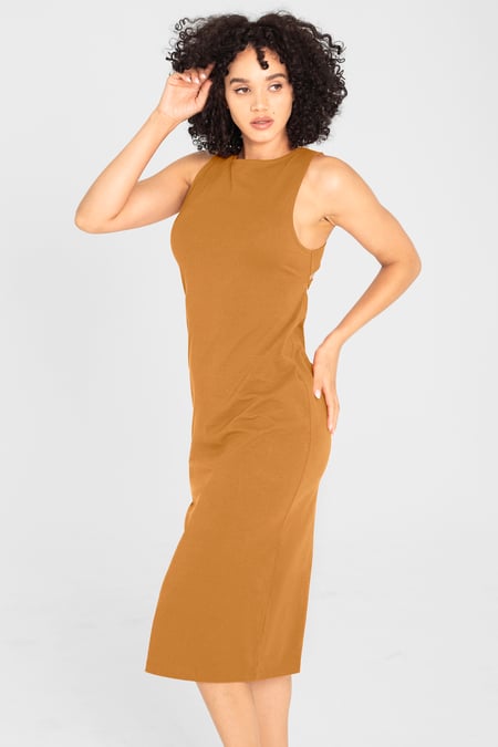 Orange Jersey Dress with Adjustable Self-Fabric Straps