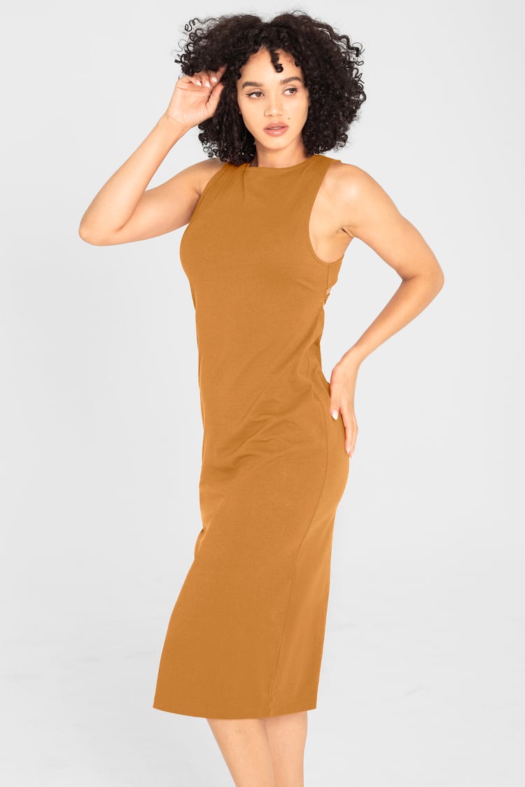 Jersey Dress with Adjustable Self-Fabric Straps