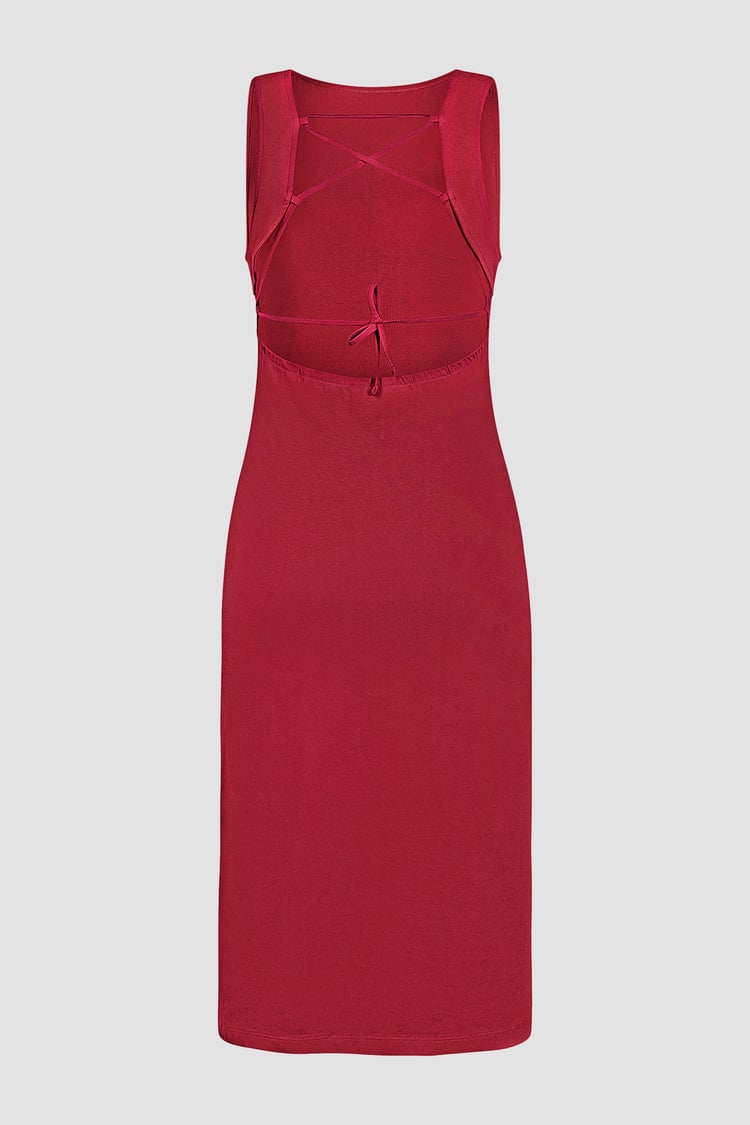 Jersey Dress with Adjustable Self-Fabric Straps