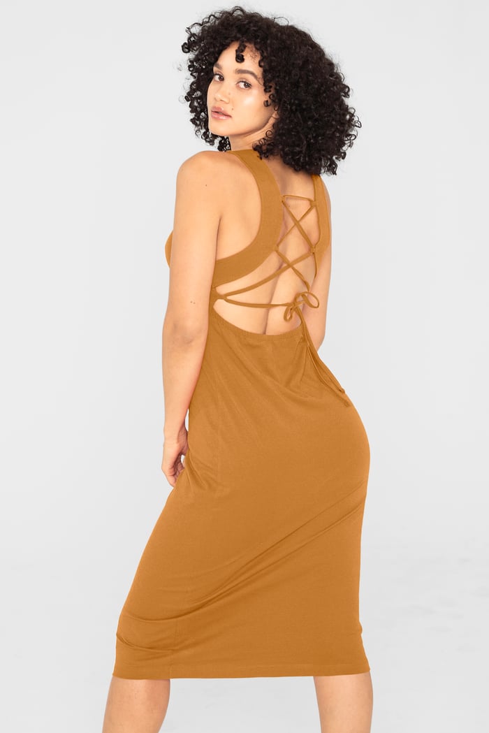 Jersey Dress with Adjustable Self-Fabric Straps