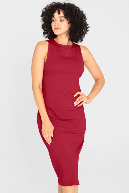 Blue Jersey Dress with Adjustable Self-Fabric Straps