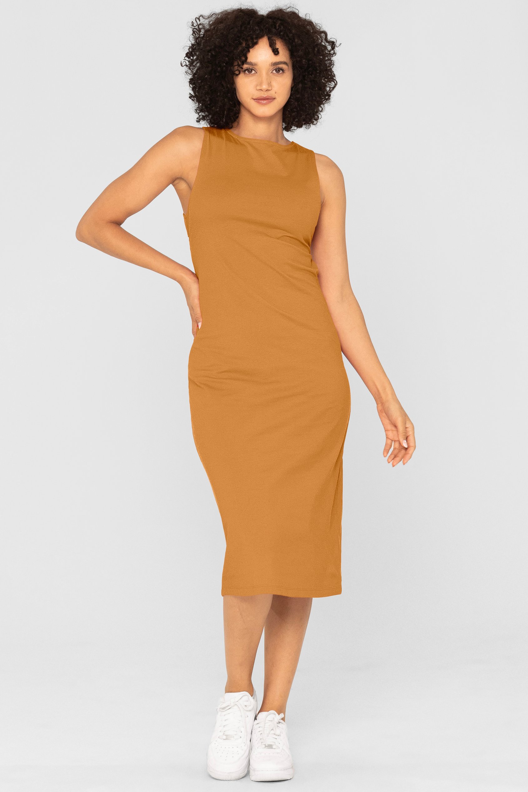 Jersey Dress with Adjustable Self-Fabric Straps