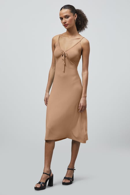 Green Strappy V-Neck Jersey Dress